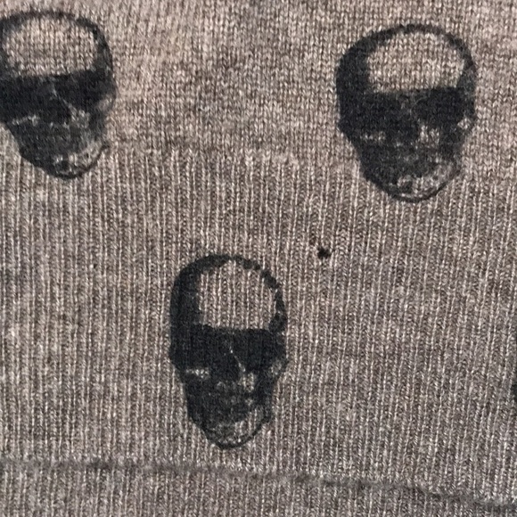 360 Skull Cashmere Cara Jack Brown Skull Print Cashmere Sweater Size S - Picture 9 of 13